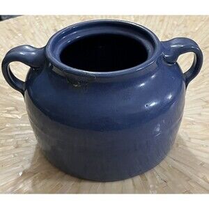 Bauer Pottery Bean‎ Pot Vintage 30s Early California Plainware Cobalt Blue USA